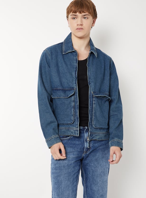 Men Washed Denim Jacket