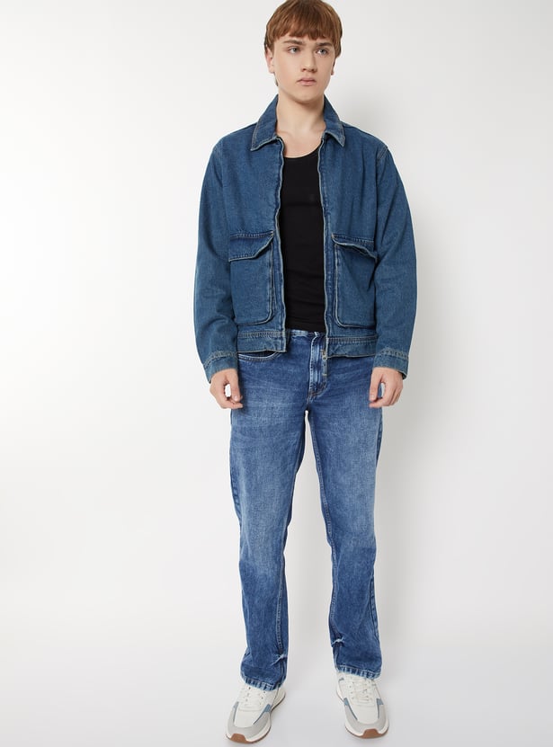 Men Washed Denim Jacket