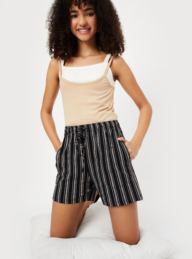 Women Striped Knit Shorts