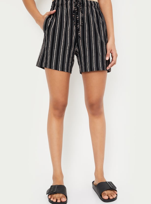 Women Striped Knit Shorts