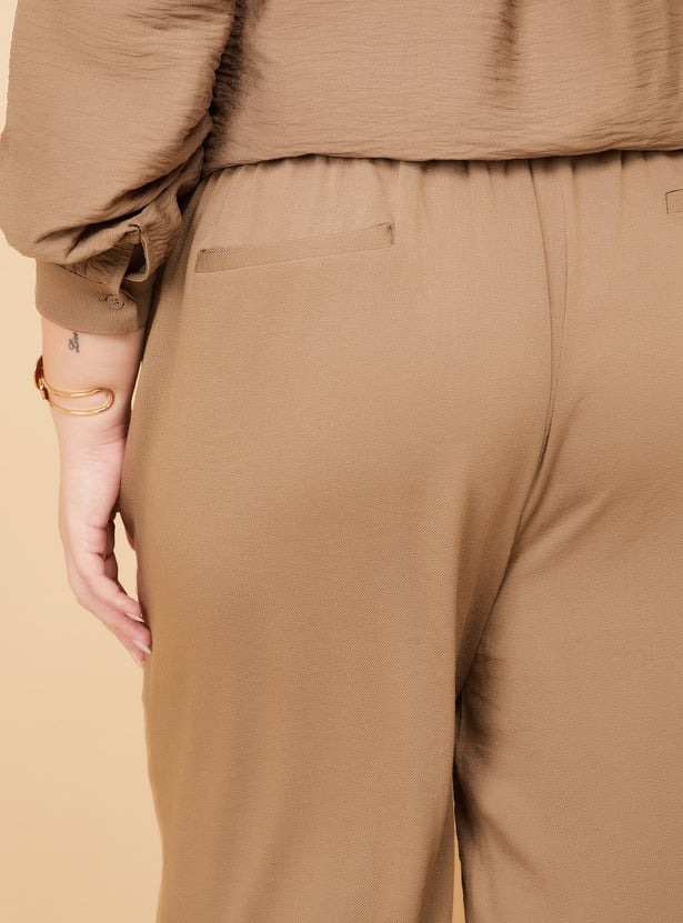 Women Textured Wide Leg Trousers