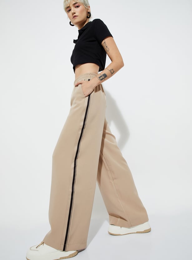 Buy ALAYA F x URB_N Women Side Taped Wide Leg Trousers Online at