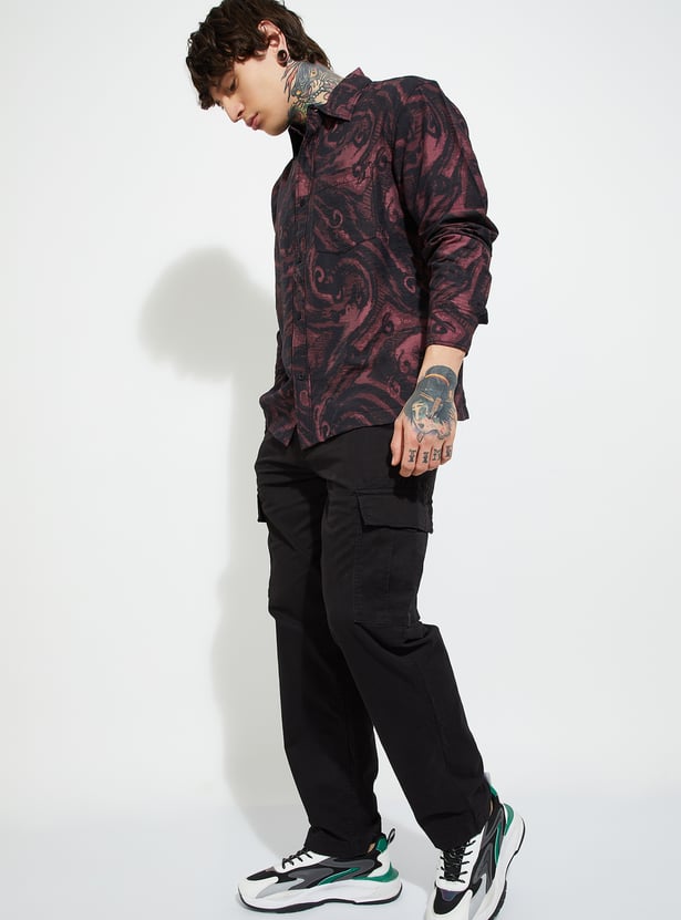 URB_N Men Solid Relaxed Fit Cargo Trousers