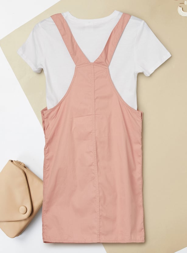 Buy Girls Solid Pinafore Dress with T-shirt Online at just Rs