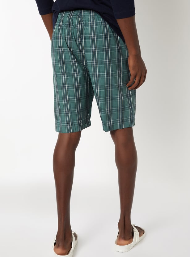 Men Checked Loungewear Shorts