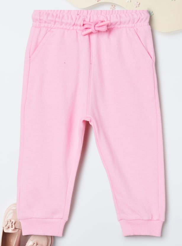 Girls Solid Joggers - Pack of 2