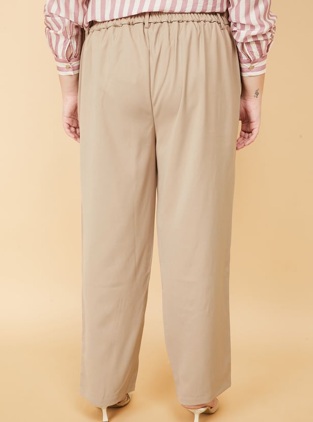 Women Textured Straight Fit Trousers