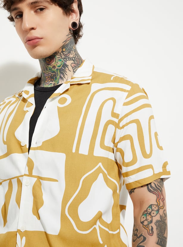 URB_N Men Printed Regular Fit Resort Shirt
