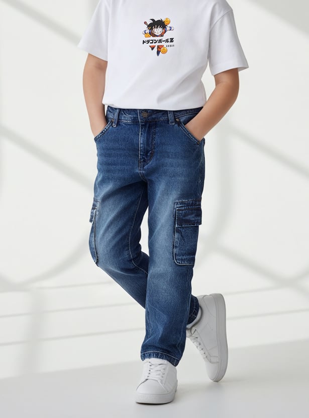 Boys Washed Cargo Jeans