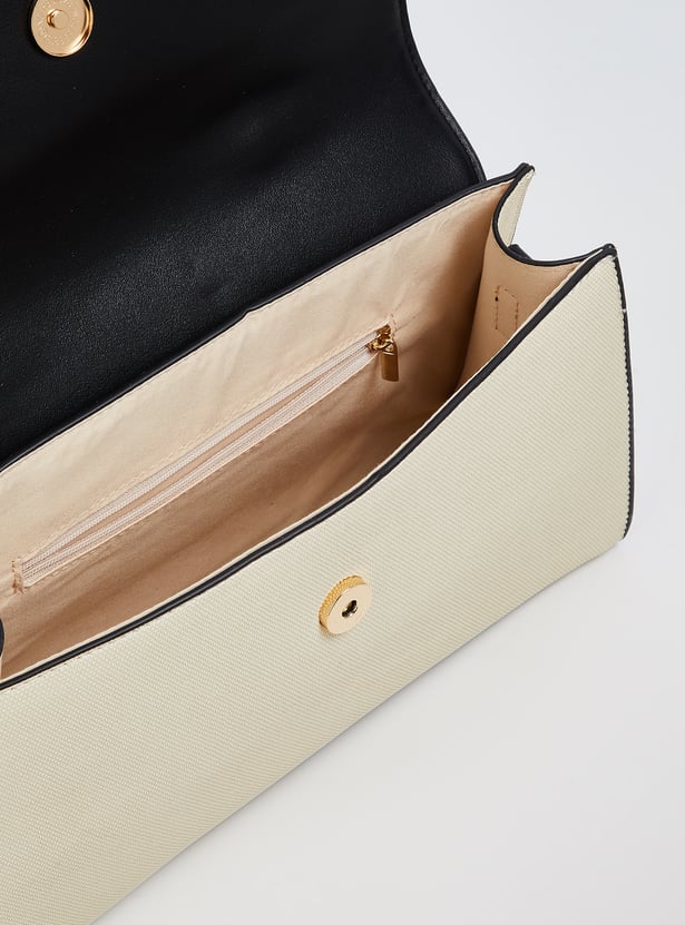 Women Solid Satchel with Scarf Detail