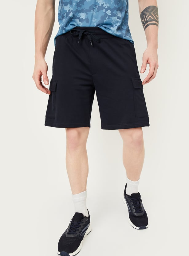Men Solid Sports Cargo Shorts