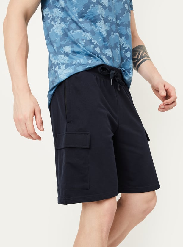 Men Solid Sports Cargo Shorts