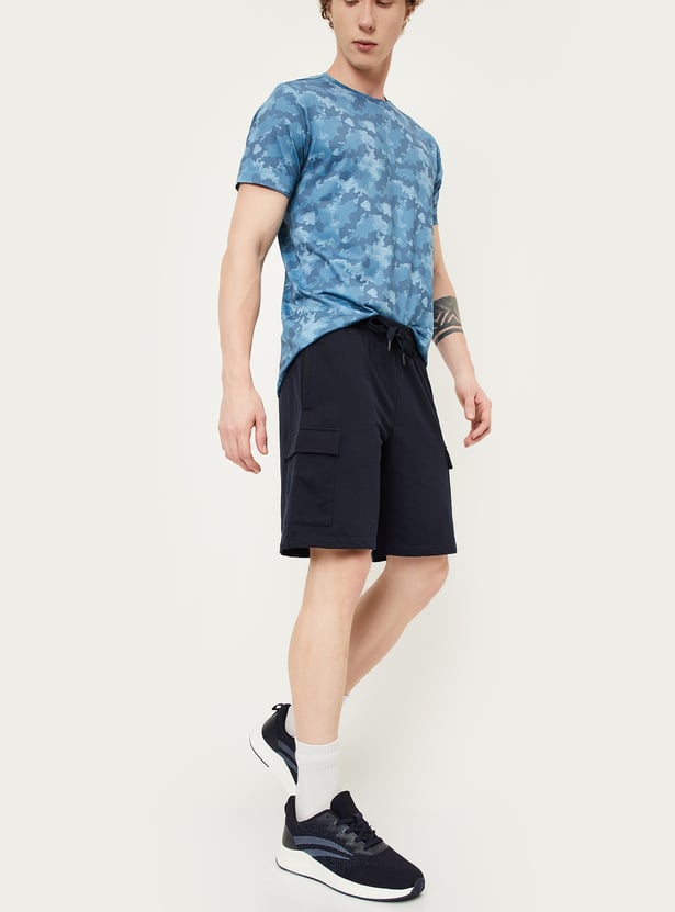 Men Solid Sports Cargo Shorts