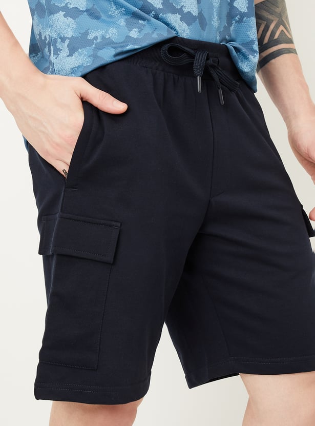 Men Solid Sports Cargo Shorts