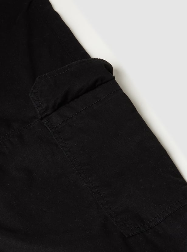 Girls Solid Parachute Cargo Trousers