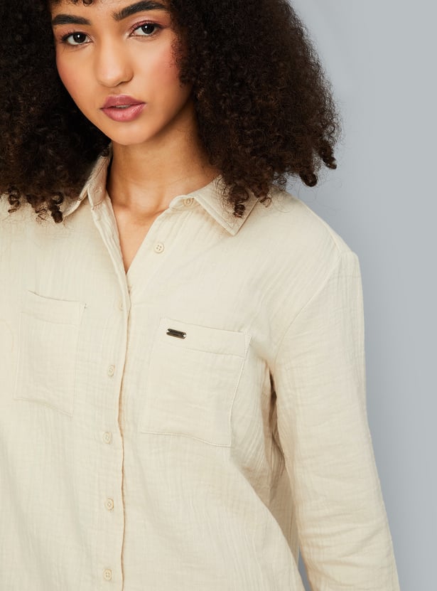 Women Textured Regular Fit Shirt