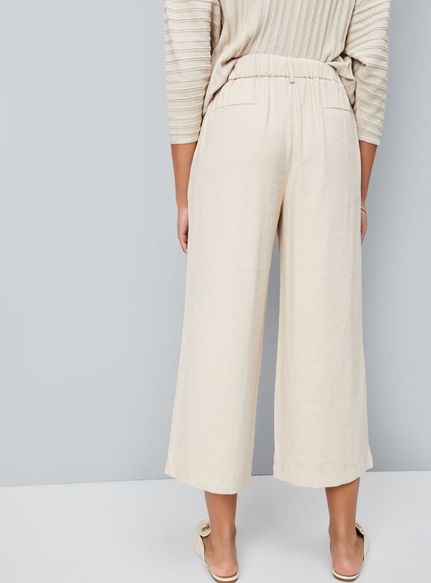 Women Textured Crop Trousers
