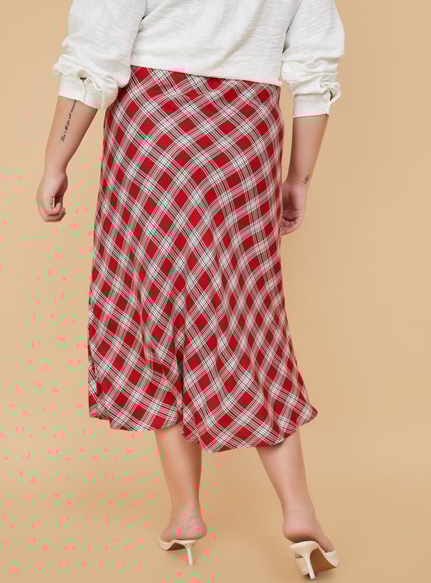 Women Checked A-line Midi Skirt