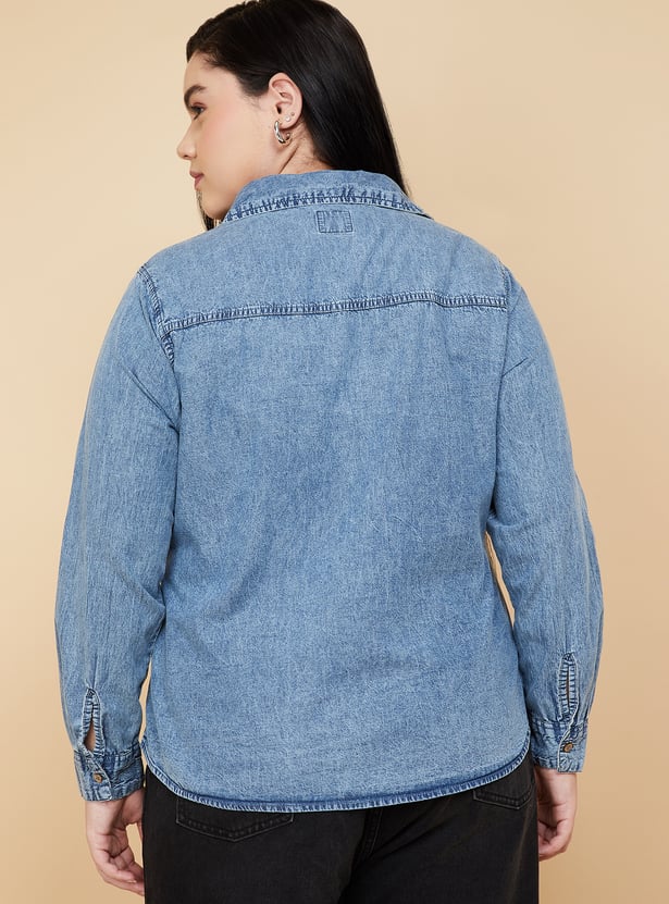 Women Washed Regular Fit Denim Shirt