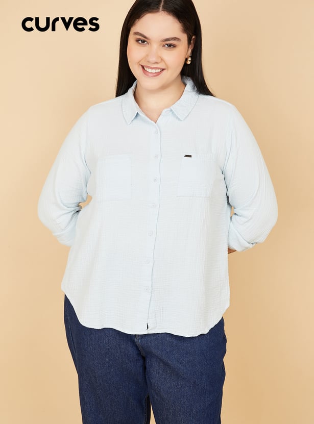 Women Textured Regular Fit Shirt