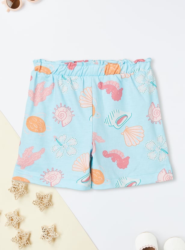 Girls Printed Shorts Set