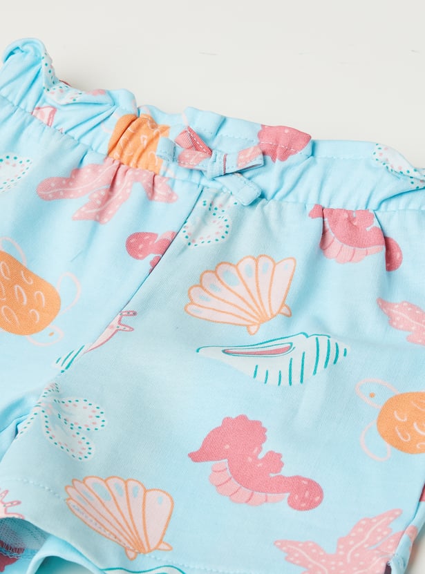 Girls Printed Shorts Set