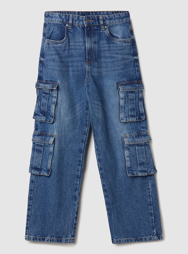 Boys Washed Cargo Jeans