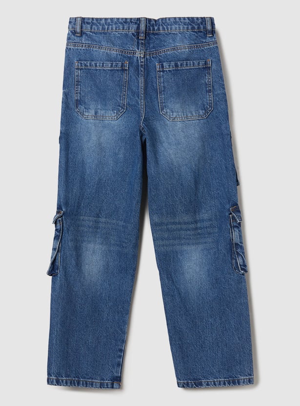 Boys Washed Cargo Jeans