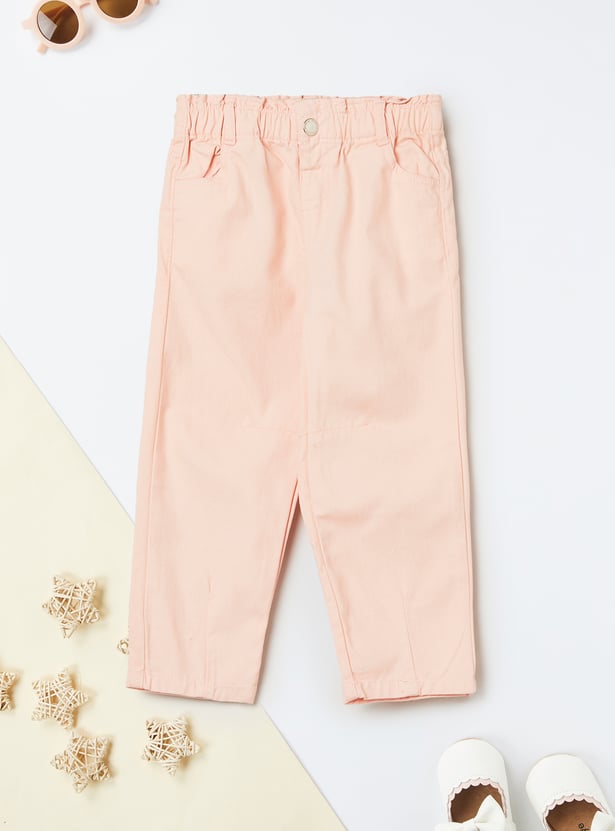 Girls Solid Mom Fit Trousers