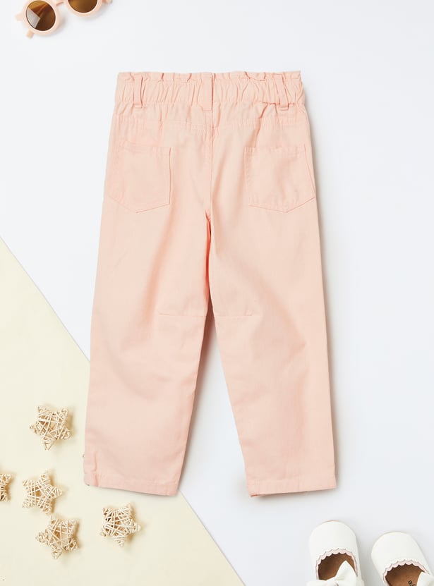 Girls Solid Mom Fit Trousers