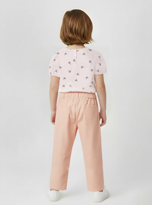 Girls Solid Mom Fit Trousers