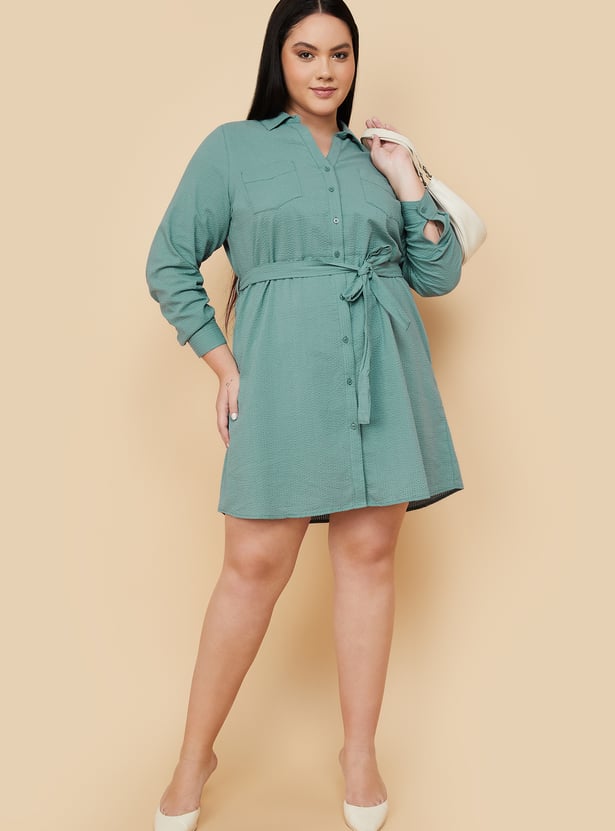 Women Textured Shirt Dress