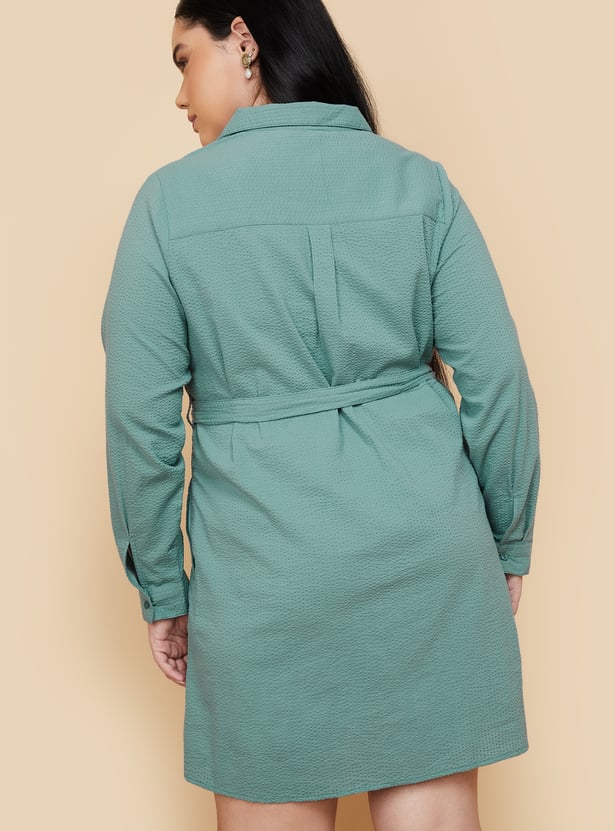 Women Textured Shirt Dress