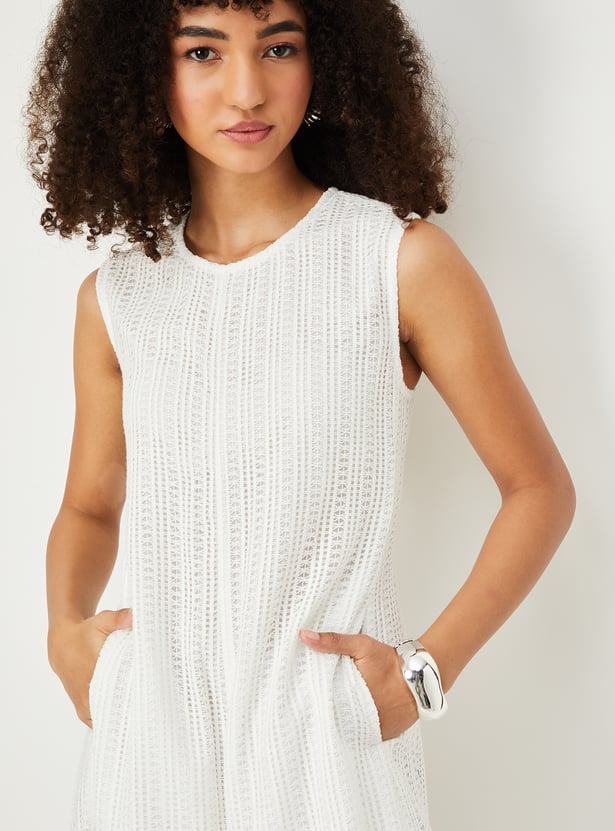 Women Lace Embroidered A-line Midi Dress