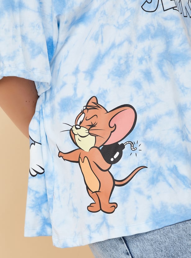 URB_N Women Tom & Jerry Print Oversized T-shirt