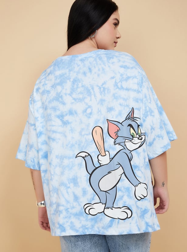 URB_N Women Tom & Jerry Print Oversized T-shirt