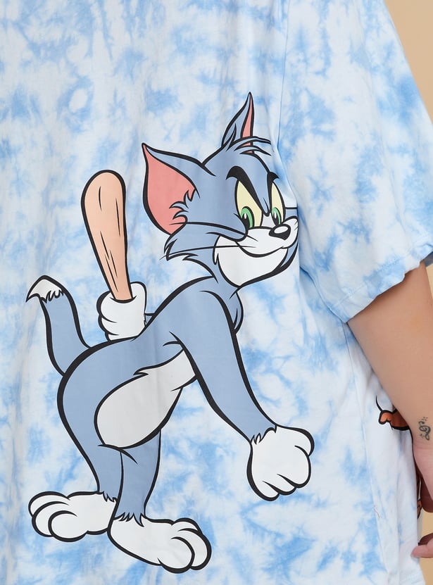 URB_N Women Tom & Jerry Print Oversized T-shirt