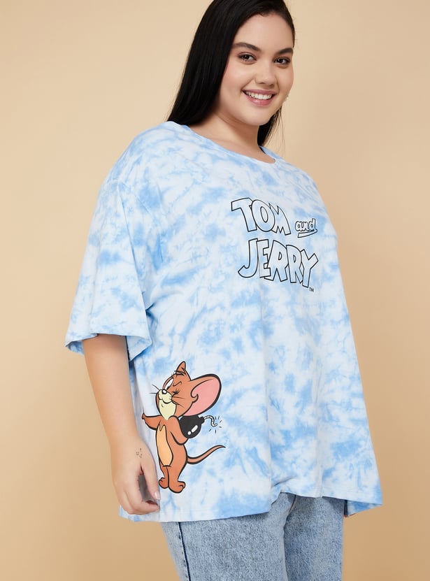 URB_N Women Tom & Jerry Print Oversized T-shirt