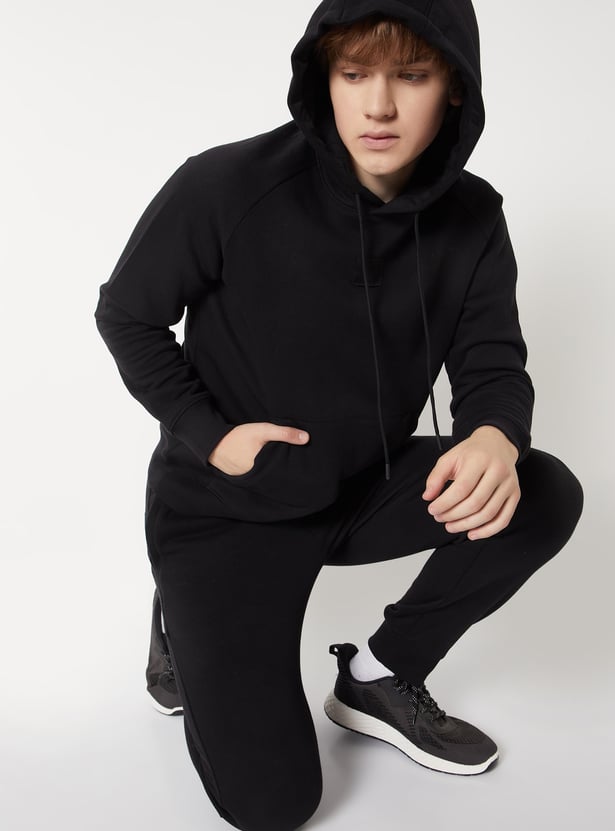 Men Knit Fleece Hooded Sweatshirt