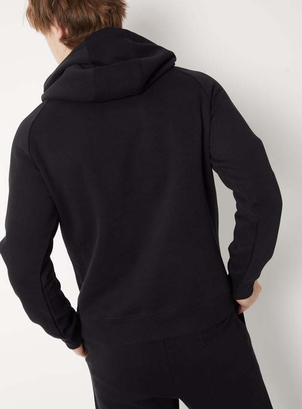 Men Knit Fleece Hooded Sweatshirt
