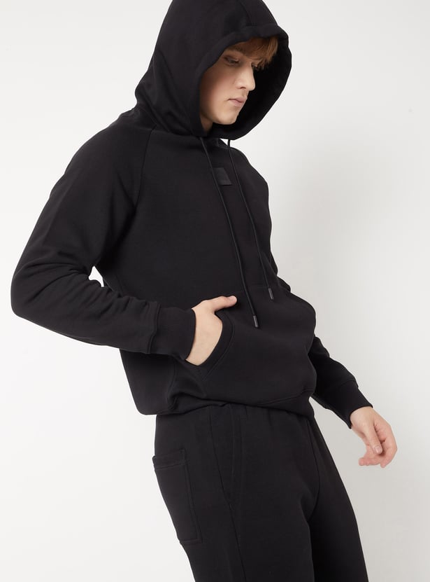 Men Knit Fleece Hooded Sweatshirt