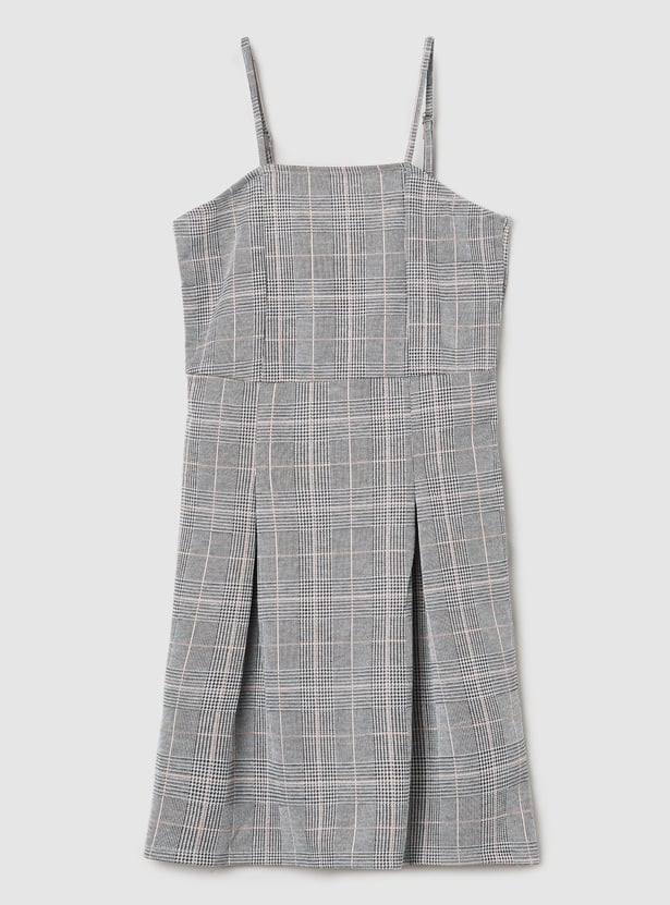 Girls Checked Pinafore Dress with T-shirt