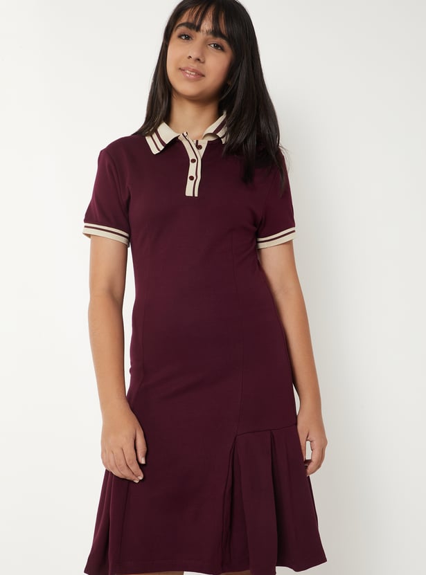 Girls Solid Polo Dress