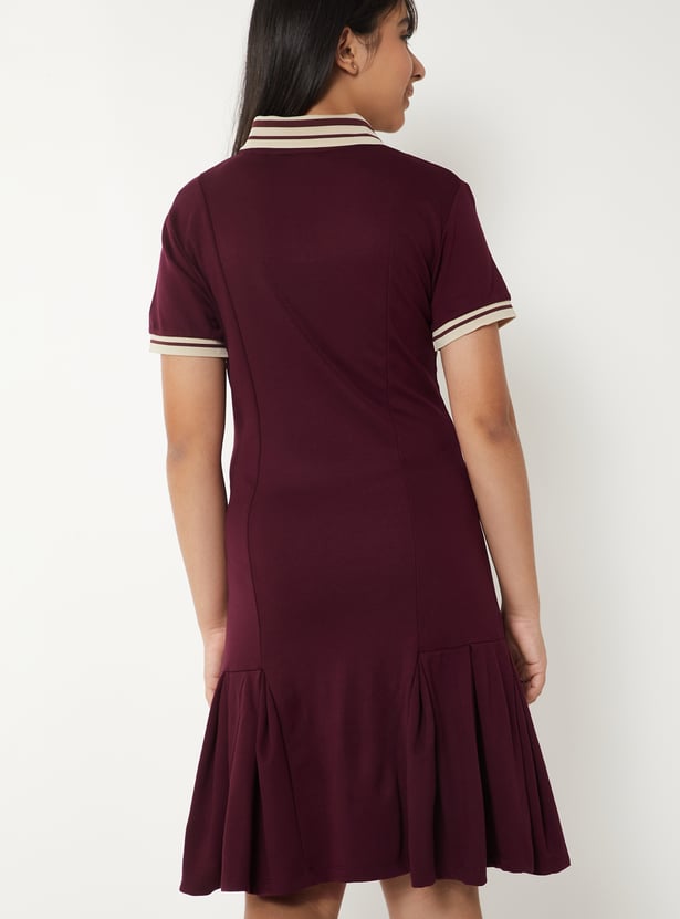 Girls Solid Polo Dress