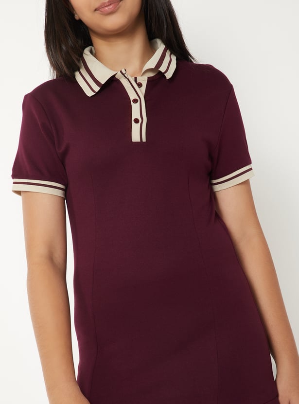Girls Solid Polo Dress
