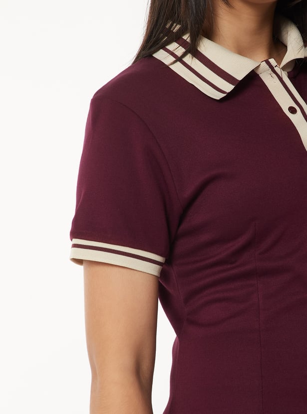 Girls Solid Polo Dress