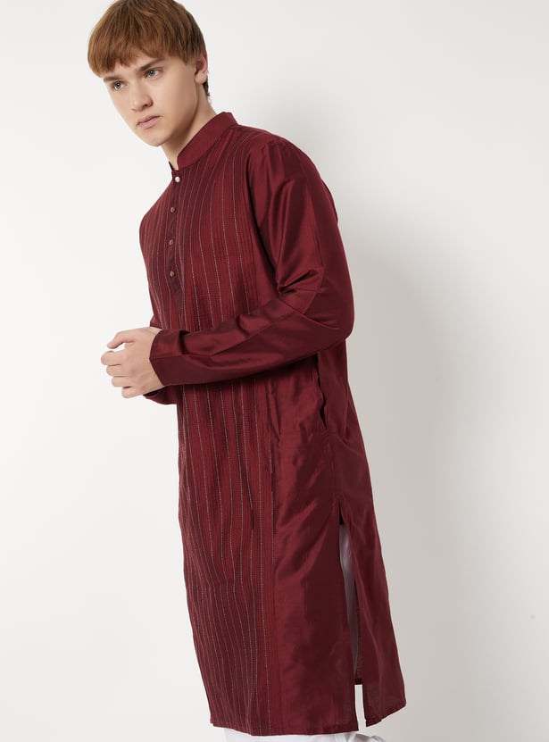 Men Striped Straight Long Kurta