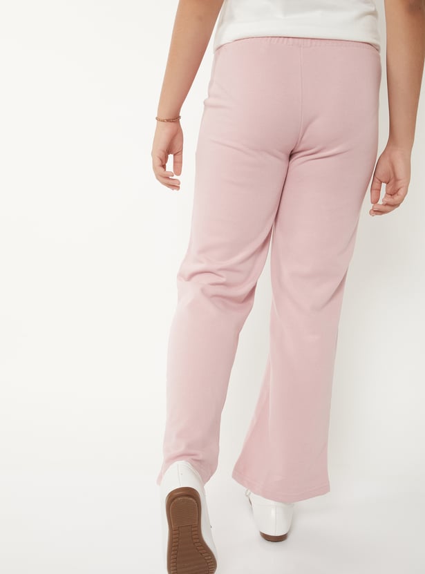 Girls Solid Wide Leg Trousers