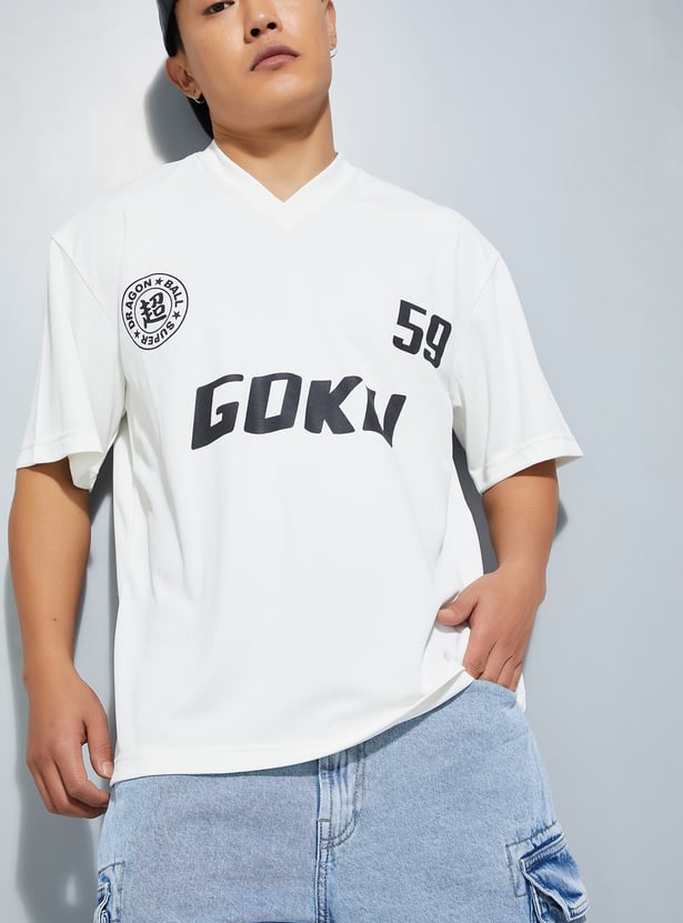 URB_N Men Goku Print Oversized T-shirt