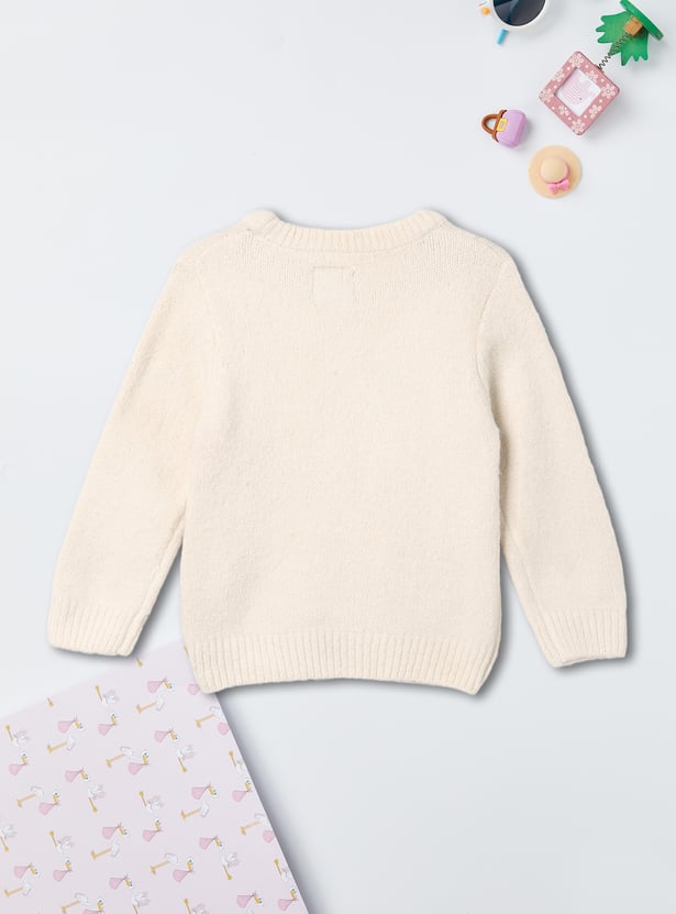 Girls Embroidered Christmas Sweater